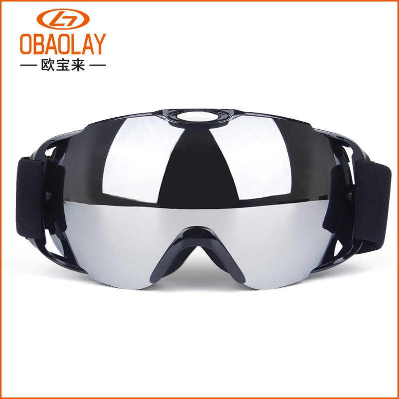 冬季滑雪镜双层防雾 成人男女大球面滑雪眼镜装备 雪镜可卡近视|ms