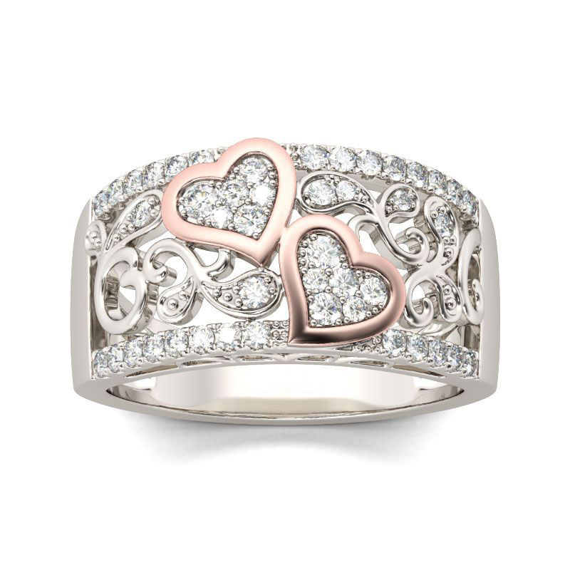 Romantic Heart Shape Alloy Plating Rhinestones 18k Gold Plated Women's Rings display picture 1