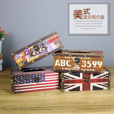 gulden.Tissue box Retro Creative home Arts and Crafts American style England Tissue box woodiness Napkin Box Decoration