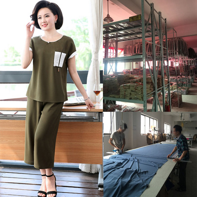 Woman's coat trousers Base coat T-shirt trousers Mom outfit Middle and old age Women's wear machining