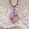 Necklace, pendant, short chain for key bag , accessory, with gem, flower decoration