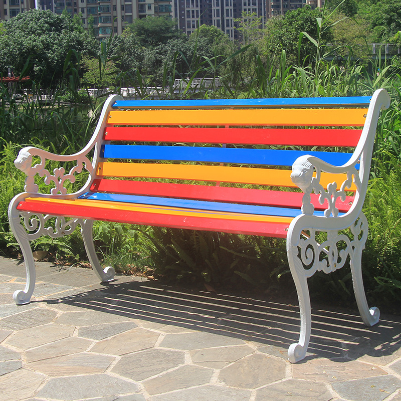 Community square row chair garden outdoor park chair airport waiting chair casual seat cast iron long stool customization