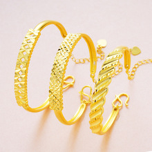 廠家直銷鍍黃厚金 女士手鐲 歐幣波浪形 黃銅鍍金首飾批發