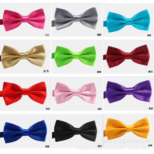 Men's formal business satin bow tie double layer solid color satin bow tie flower groom groomsmen choir colorful bow tie