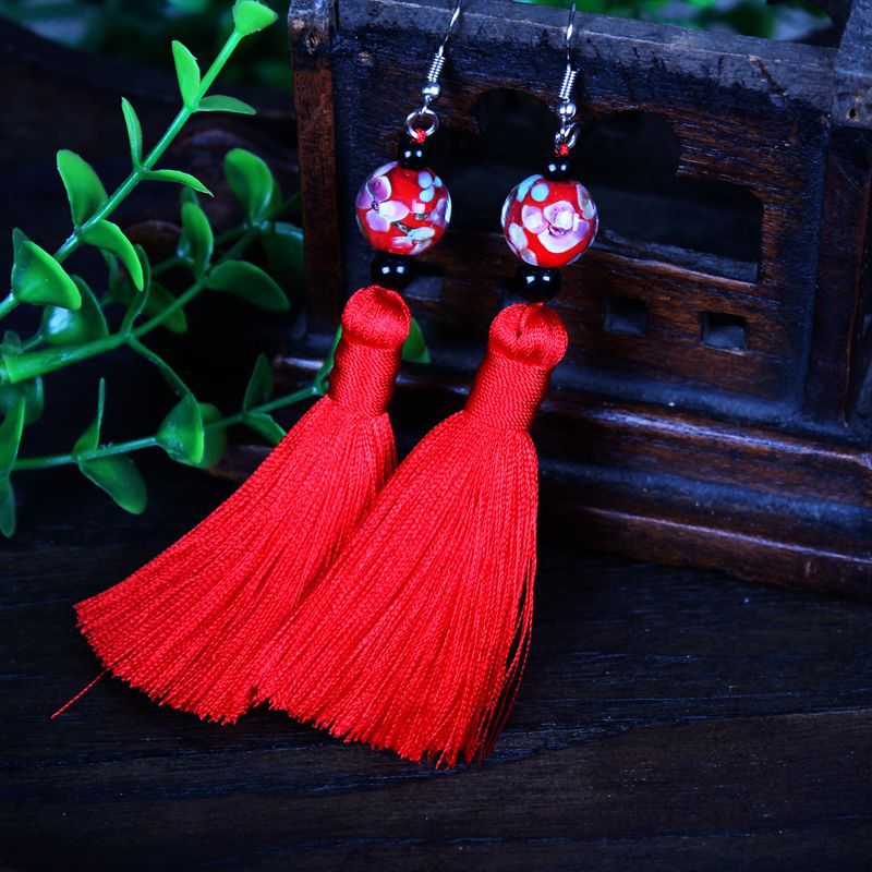 Short beach retro ethnic earrings