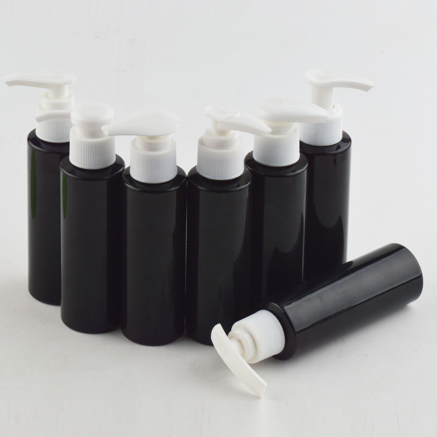 100ml黑色平肩乳液洗发水分装收纳空瓶螺旋泵洗手液塑料分装瓶