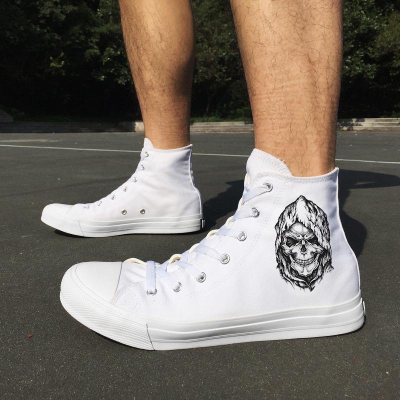 Wen 骷髅風跨境帆布鞋男女小白鞋特大碼46 47 48 49碼板鞋