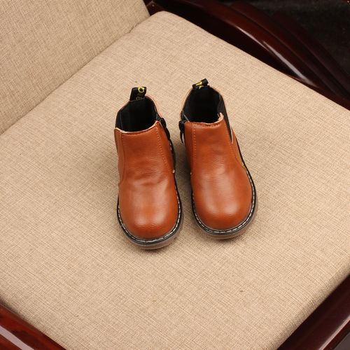 Cross-border  Spring and Autumn Children's Leather Boots Boys Casual Martin Boots Girls Thickened Retro Fashion Children's Shoes Side Zipper