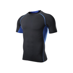 Cross-border exclusive quick-drying sports t-shirt men's tights high-elasticity heat-absorbing and sweat-wicking round neck fitness short-sleeved tops