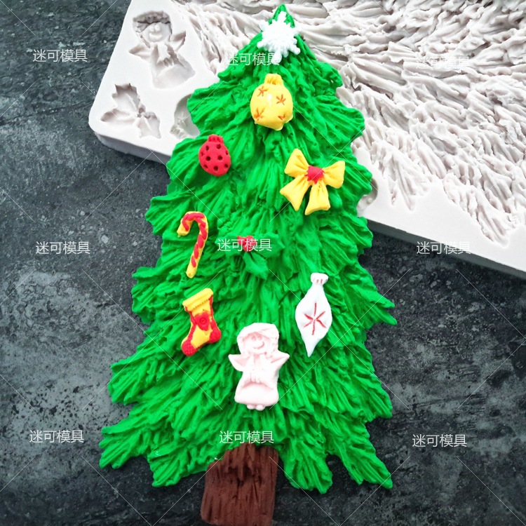 Árbol de Navidad calcetines muleta molde de fondant de silicona molde de chocolate molde de epoxi molde de arcilla herramienta de horneado de fondant