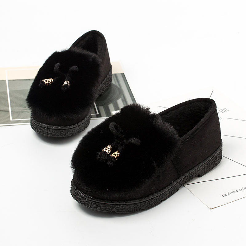 豆豆鞋2018冬季新款毛毛鞋新款韩版平底加绒保暖百搭棉鞋批发