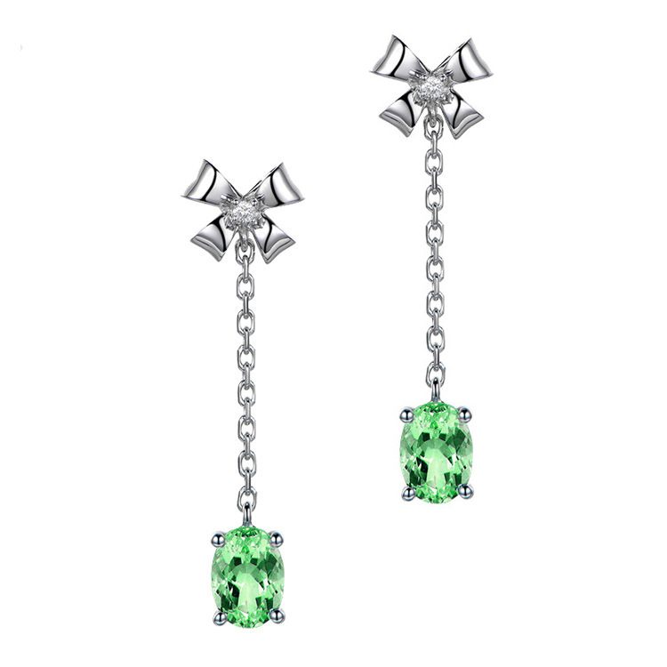 Platinum organic copper earrings with bow with zircon