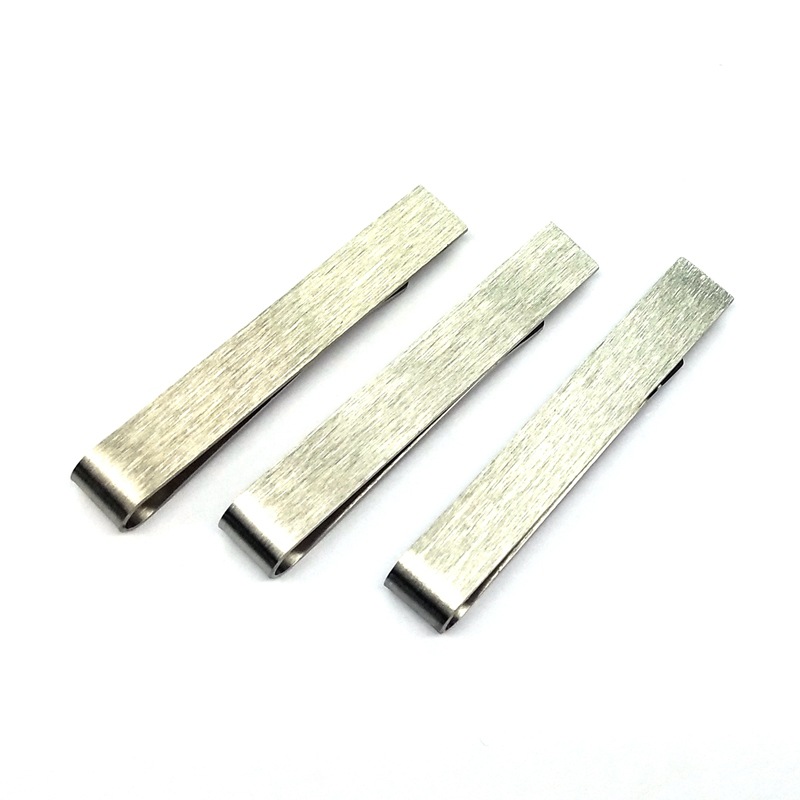 现货绅士简约个性不锈钢一体折叠拉丝面全光镜面领带夹定制LOGO|ms