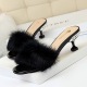 692-1 Korean version, fashionable and elegant, wear semi slippers, water drill and thin hairy rabbit hair with slippers.