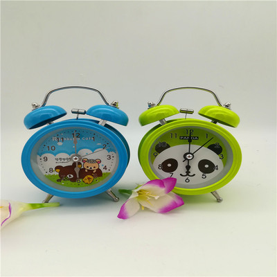 新款创意2.5寸金属打铃闹钟　学生礼品钟表　卡通爆款静音小闹钟