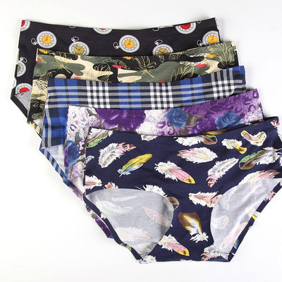 情侣内裤 莫代尔无痕印花裤内裤女平角裤