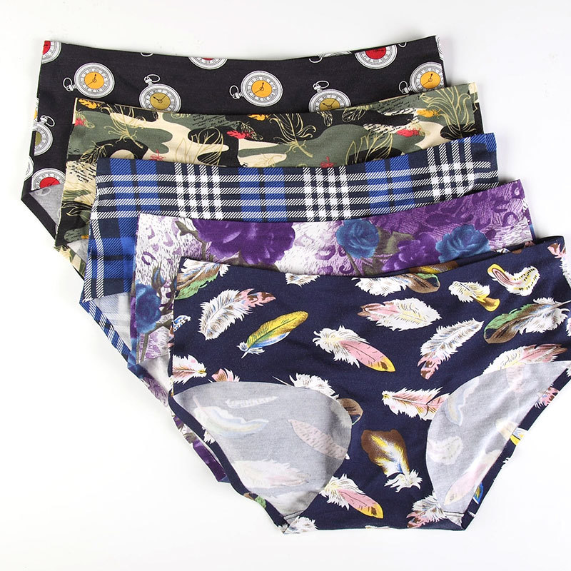 情侣内裤 莫代尔无痕印花裤内裤女平角裤