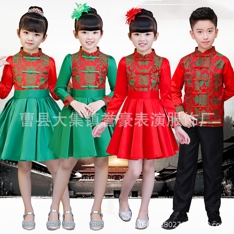 children Chinese New Year Jubilation clothes girl Tang costume Boys new year Happy New Year baby child Chinese style Autumn and winter suit