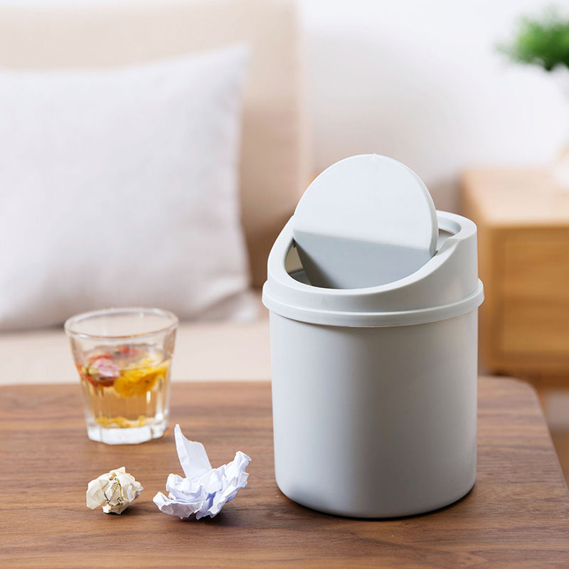 Desktop Trash Can Household With Lid Nordic Mini Office Kitchen Toilet Plastic Clamshell Small Trash Can Paper Basket