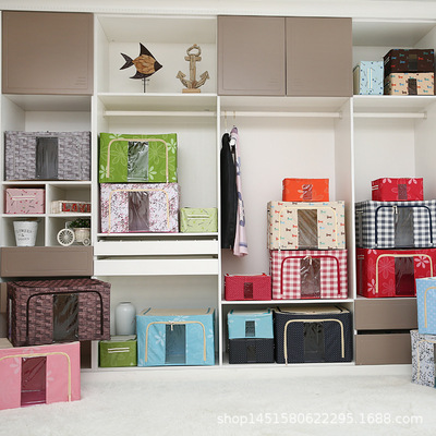 600D牛津布整理箱廠家批發 透明鋼架防水防潮牛津布被子收納箱