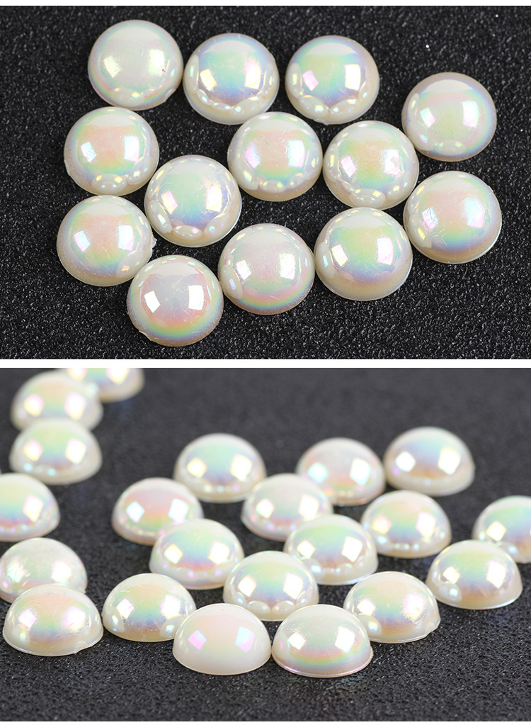 平底半面双孔/无孔水滴珠圆珠ABS半圆仿珍珠环保diy饰品配件批发详情图6