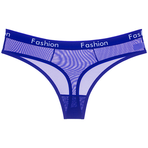 Women's underwear sexy and fun transparent mesh sports printed letters low-waist seamless women's briefs thong