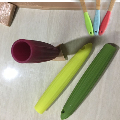 订做 设计硅胶手柄套防滑勺子手柄套耐油易清洗食品级木铲硅胶套