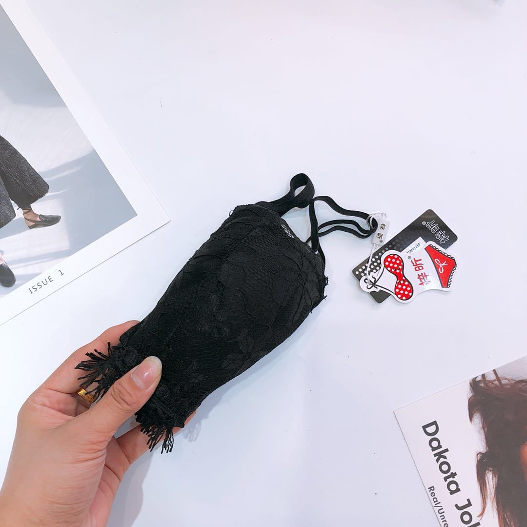 8203 Jade Rabbit Essence Sexy Lace Tassel Medium Thick No Steel Ring Bra Set Small Chest Gathering Women's Underwear_voghion.com