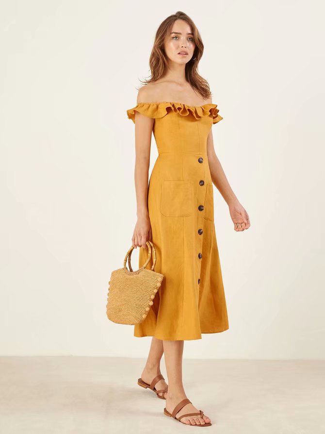 Chiffon Fashionskirt(Yellow-S) NHAM4513-Yellow-S