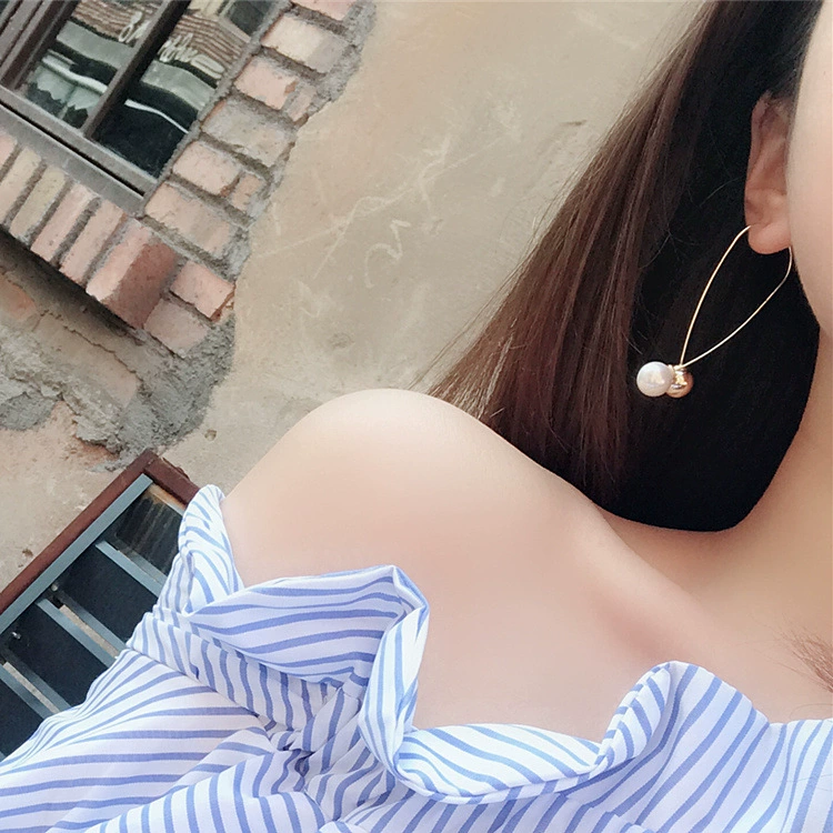 Жемчужные серьги, длинные аксессуары, европейский стиль, простой и элегантный дизайн