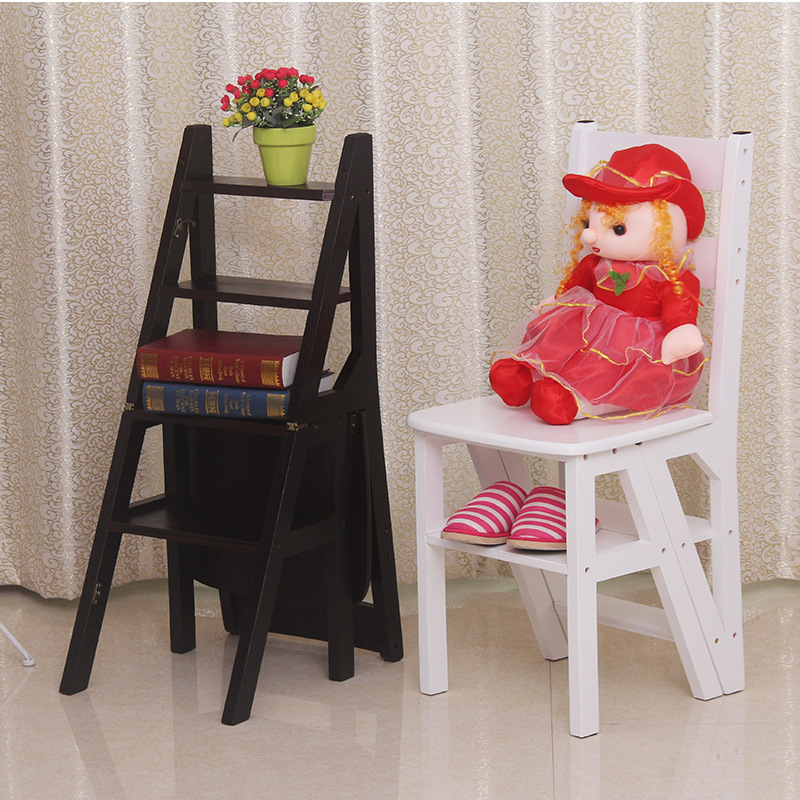 BRS內四層爬梯實木樓梯凳兩層折疊梯兩用階梯梯椅家用木梯子室階