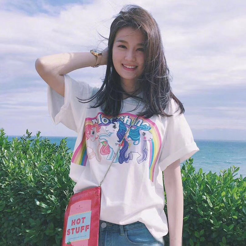 T-Shirt Women's Short-Sleeved Top 2026 Summer Ins Half-Sleeved Harajuku Student Loose Slimming Rainbow Horse Versatile T-Shirt T-Shirt Women's Short-Sleeved Top 2026 Summer Ins Half-Sleeved Harajuku Student Loose Slimming Rainbow Horse Versatile T-Shirt