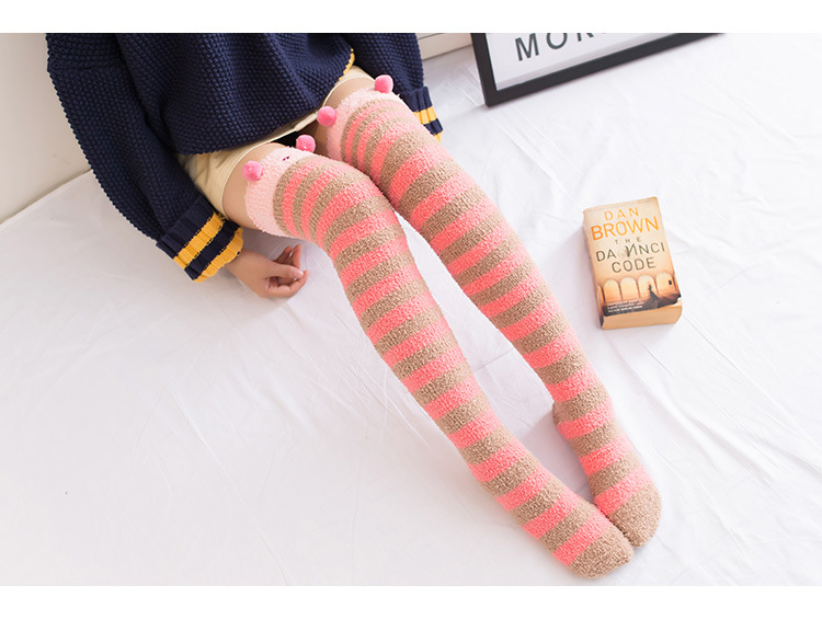 over knee thick warm striped socks  NSFN30495