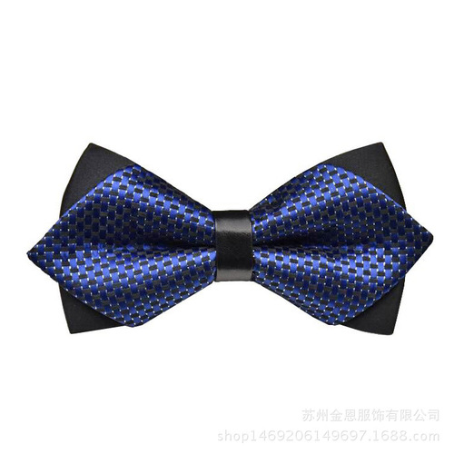 Men's business Korean style sharp corner bow tie double layer jacquard satin bow tie flower groom groomsmen color dark flower bow tie