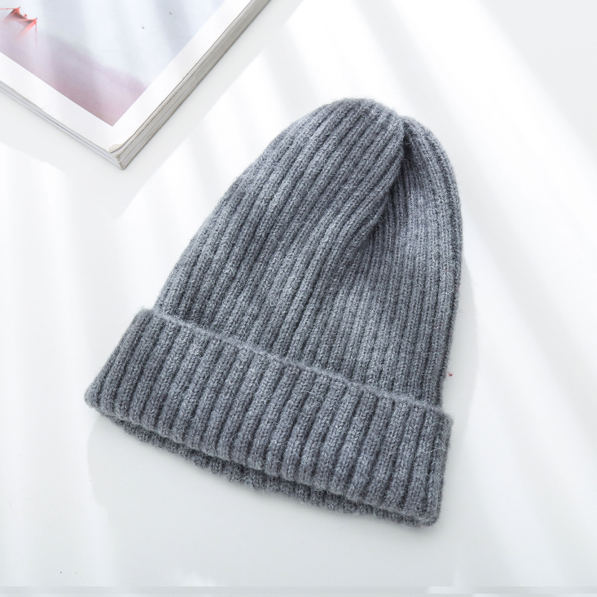 Pure Color Wild Knit Outdoor Winter New Thick Warm Woolen  Hat Cap display picture 7