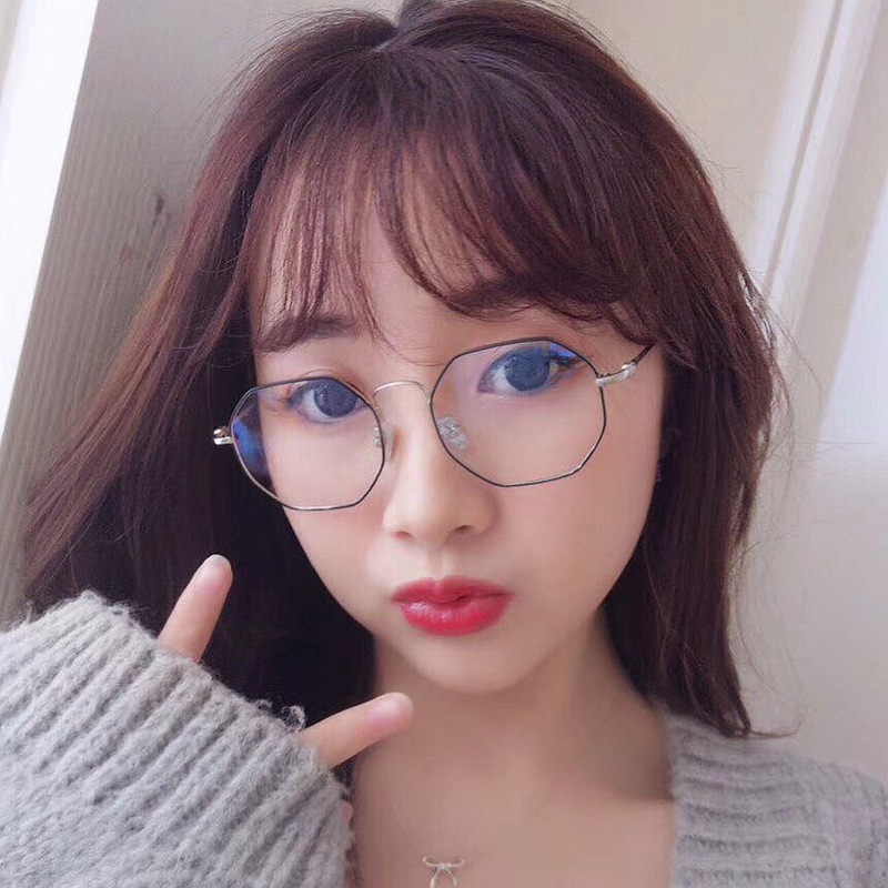 Korean Style Retro Square Glasses Frame 1827 Polygon Irregular Flat Glasses Fashion Pearl Leg Glasses Frame