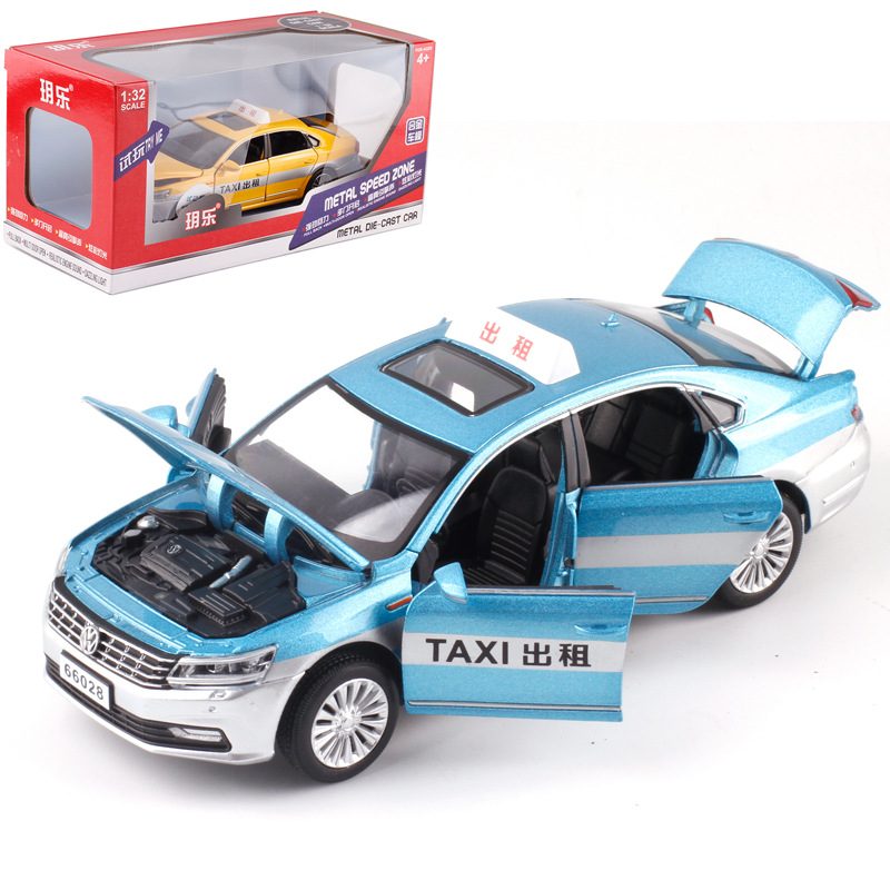 【盒装】宝思仑合金出租车模型 声光回力6处可开 儿童玩具 68028
