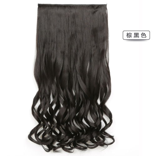 Manufacturer wholesale thickened one-piece five-card 60cm long curly hair wig Tanglong matte high-temperature silk curly hair piece