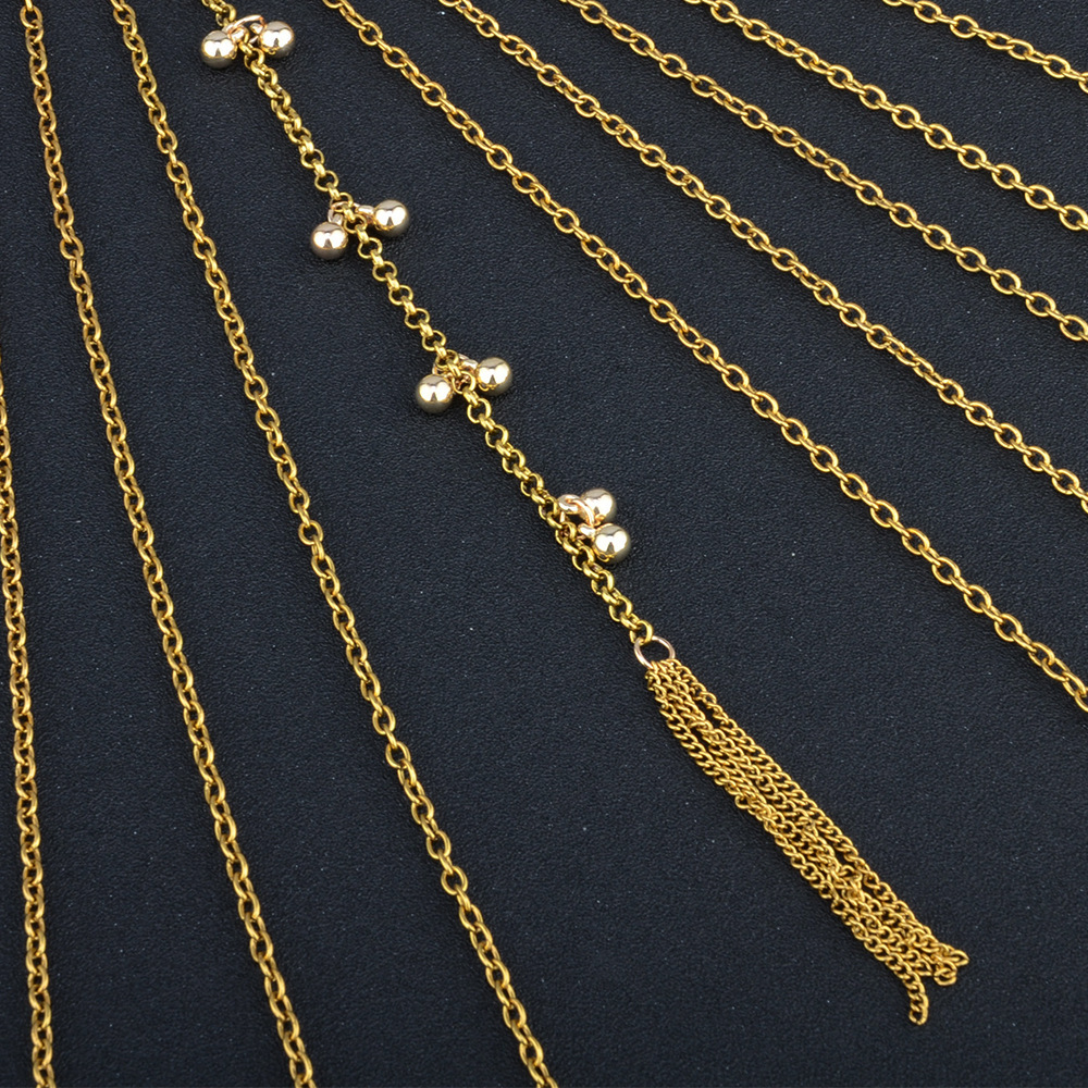 Alloy Fashion Tassel necklace(Golden) NHNMD4379-Golden