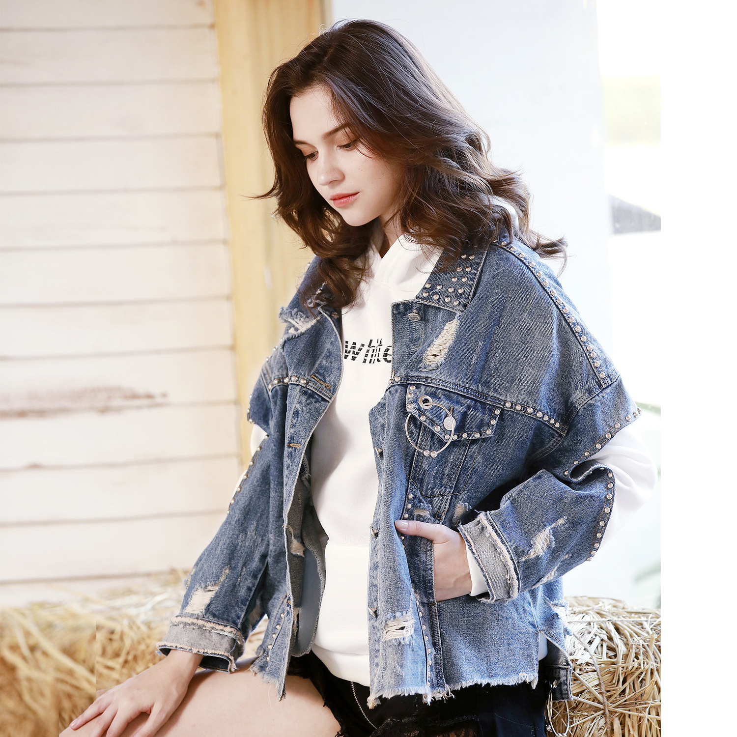 Blouson femme CARTE DES POISSONS en Cow-boy - Ref 3322033 Image 4