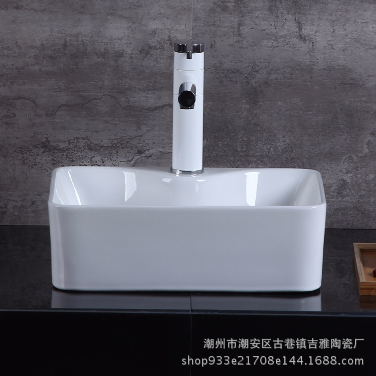 Venta al por mayor cuadrado blanco mesa de cerámica cuenca cuarto de baño lavabo mesa Simple cuenca 5776A Cuenca del arte