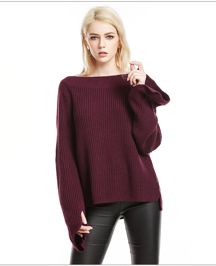 solid color trumpet sleeve sweater  NSYH51707