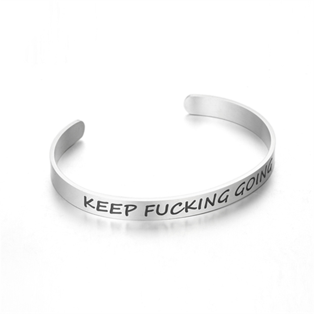 Yunna AliExpress Amazon nueva pulsera de doble flecha Keep fucking going pulsera de acero inoxidable
