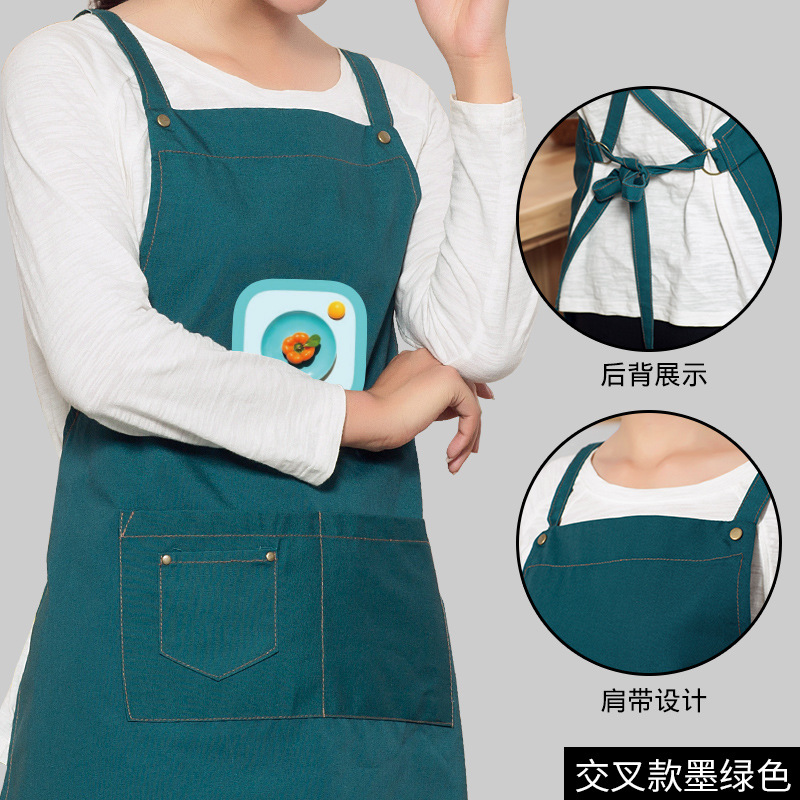 Estilo coreano moda impreso delantal tienda de frutas café leche tienda de té tienda de postres supermercado estudio delantal logotipo personalizable