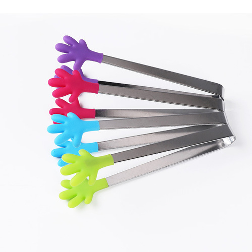 Creative daily kitchen tools stainless steel handle silicone clip mini food clip small palm food clip ice clip