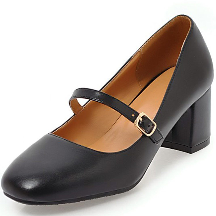 外贸女鞋2018早春高跟鞋外贸大码单鞋女士40-45码玛丽珍大码厂家