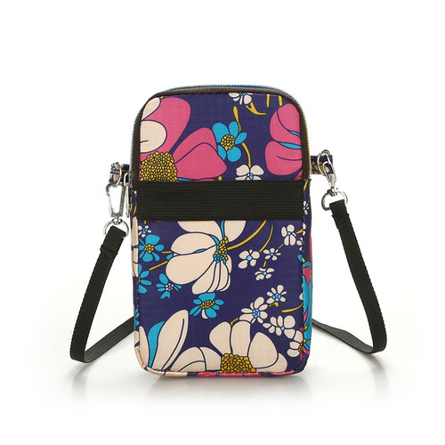 Korean multi-layered mini mobile phone bag, coin purse, floral cloth bag, clutch bag, new one-shoulder cross-body arm bag for women