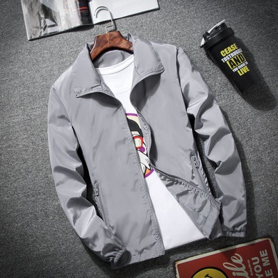 廠家直批春秋外套男士大碼立領夾克戶外風衣來圖定制logo廠家直銷