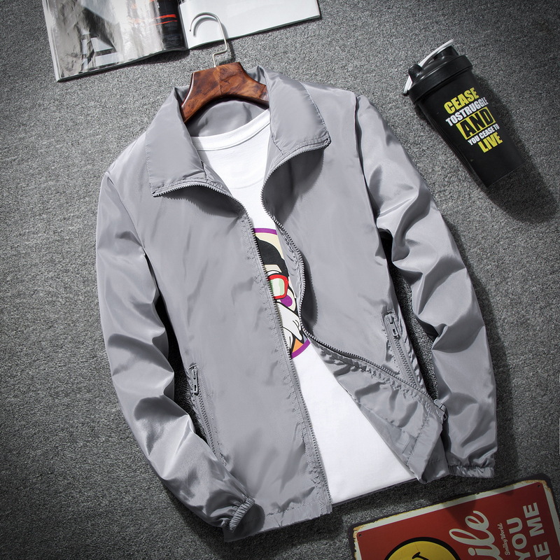 廠家直批春秋外套男士大碼立領夾克戶外風衣來圖定制logo廠家直銷