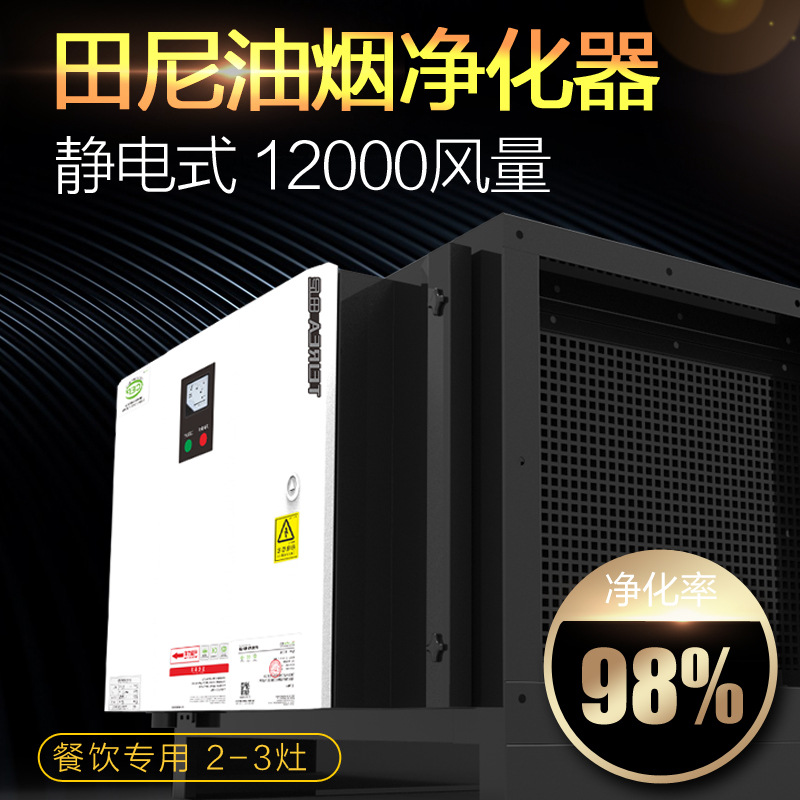 田尼油烟净化器厨房酒店饭店餐饮工业商用12000风量静电低空排放|ru